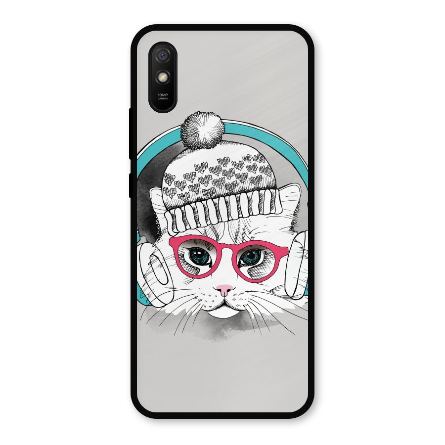 Cat Headphones Metal Back Case for Redmi 9a