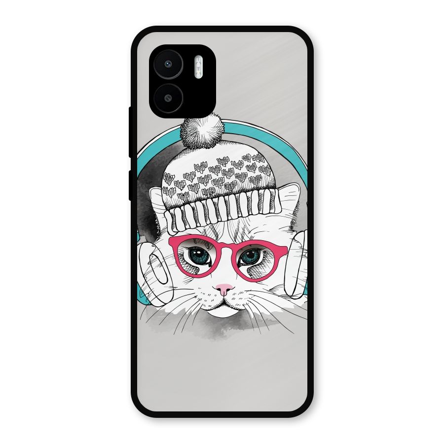 Cat Headphones Metal Back Case for Redmi A2
