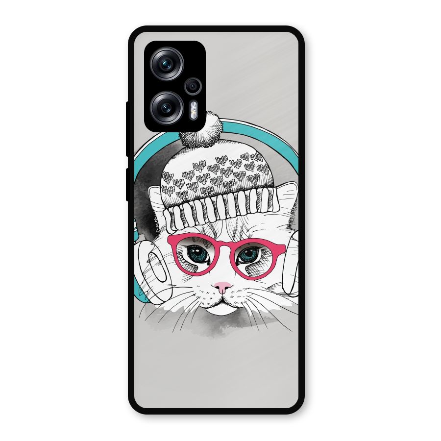 Cat Headphones Metal Back Case for Redmi K50i