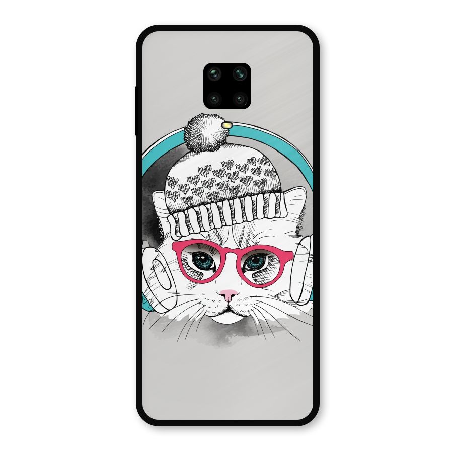 Cat Headphones Metal Back Case for Redmi Note 9 Pro Max