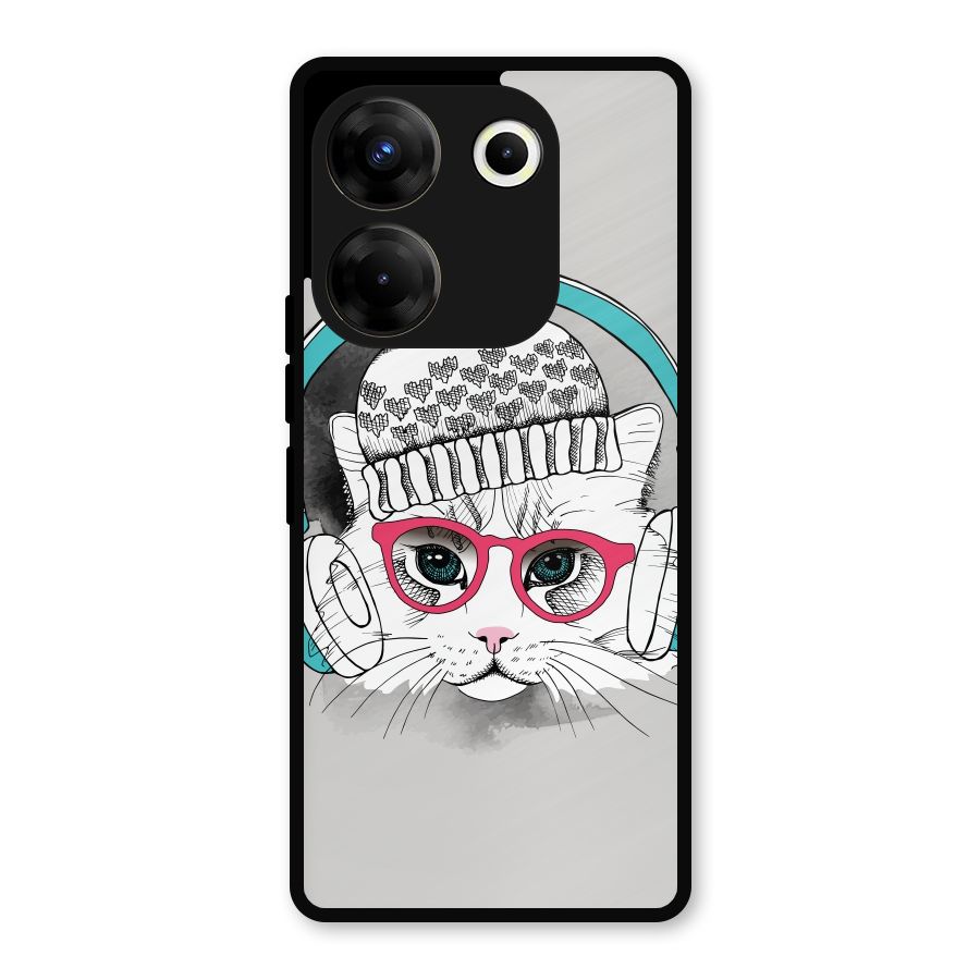 Cat Headphones Metal Back Case for Tecno Camon 20