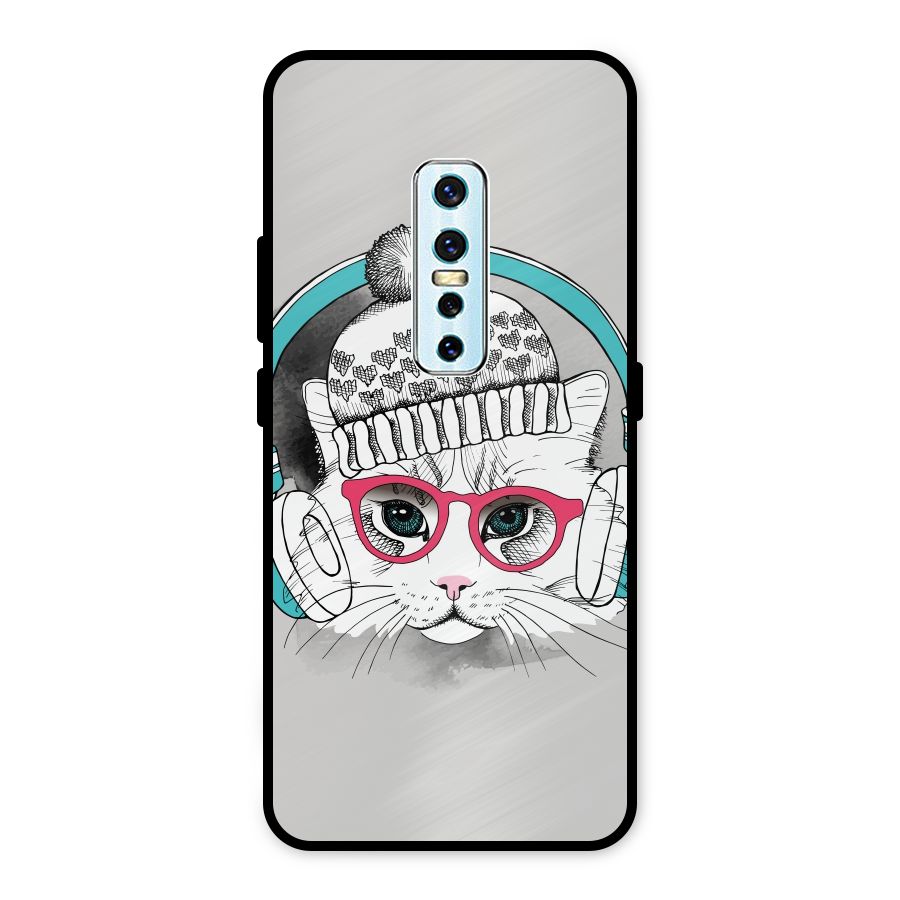 Cat Headphones Metal Back Case for Vivo V17 Pro