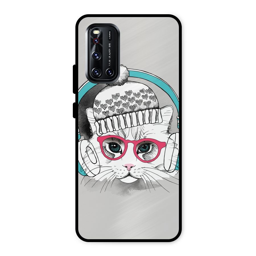 Cat Headphones Metal Back Case for Vivo V19