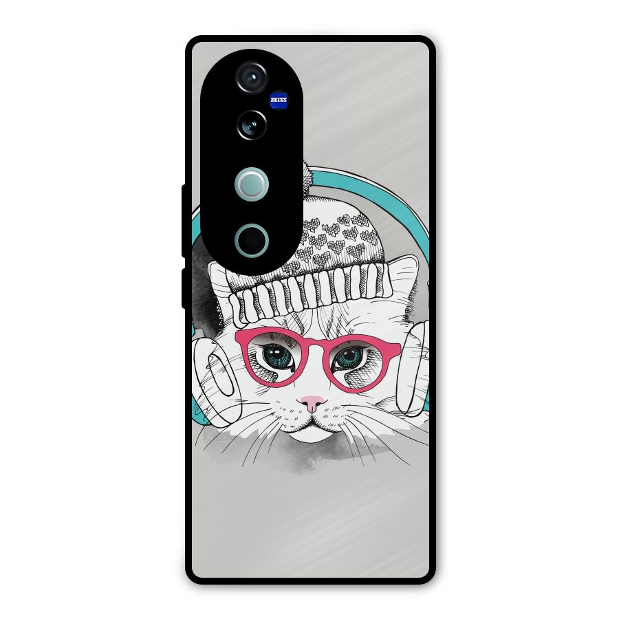 Cat Headphones Metal Back Case for Vivo V40
