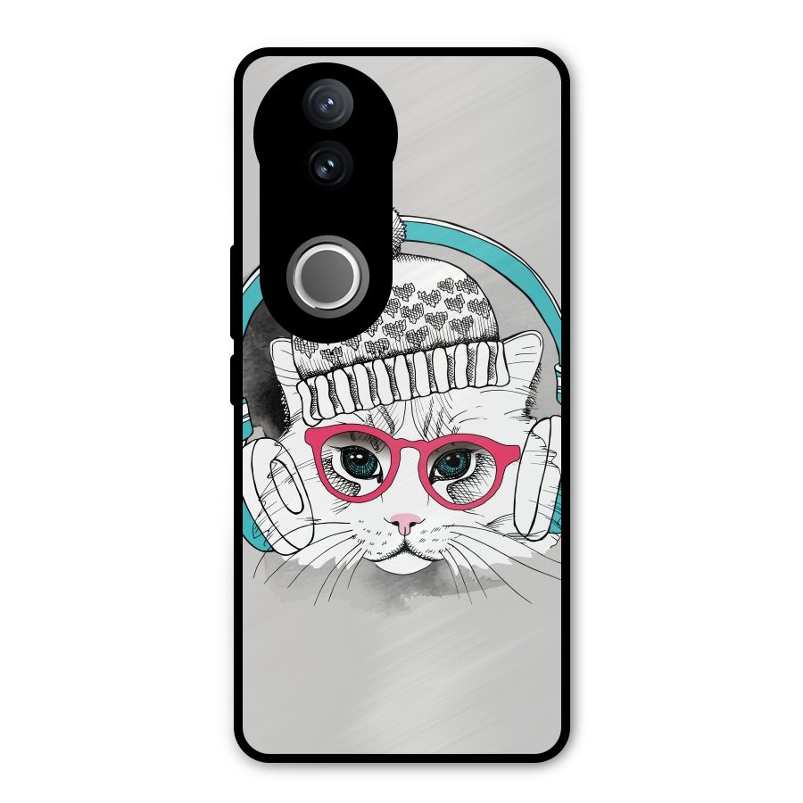 Cat Headphones Metal Back Case for Vivo V50