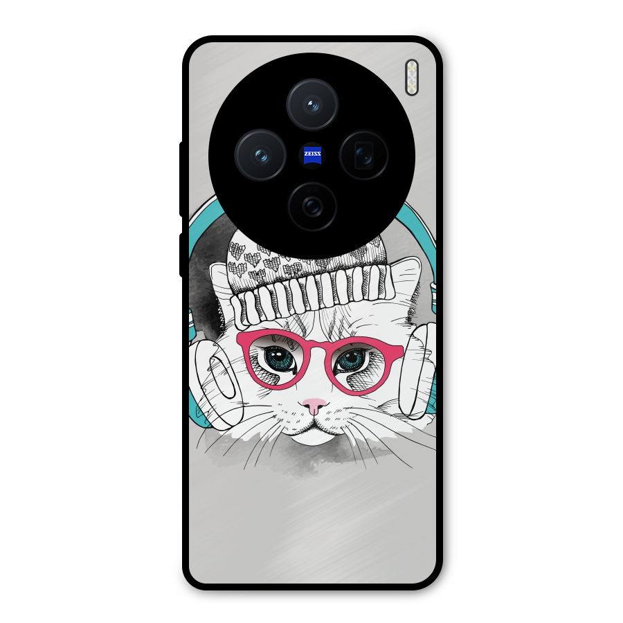 Cat Headphones Metal Back Case for Vivo X200