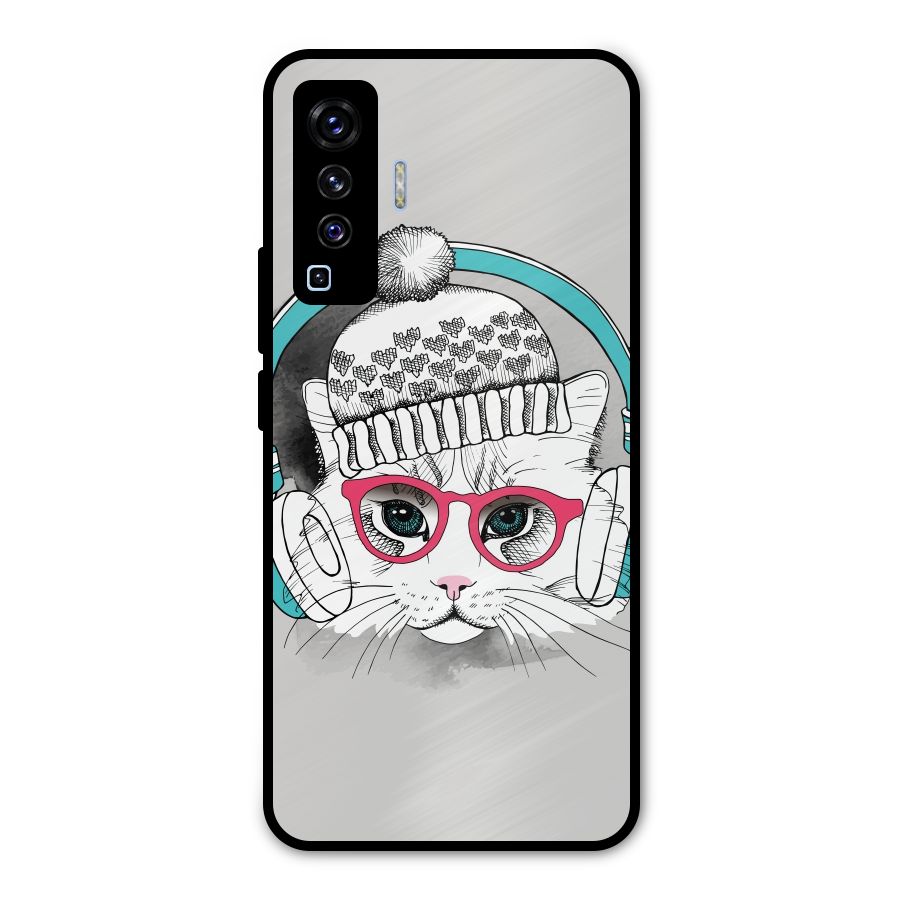 Cat Headphones Metal Back Case for Vivo X50