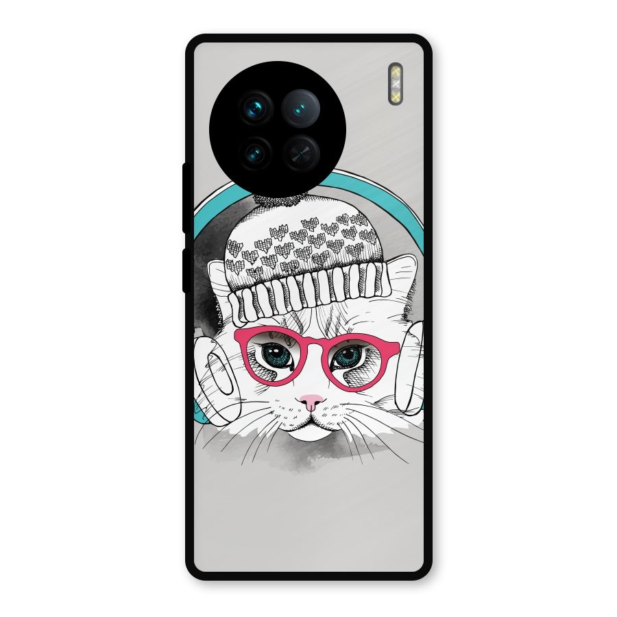 Cat Headphones Metal Back Case for Vivo X90