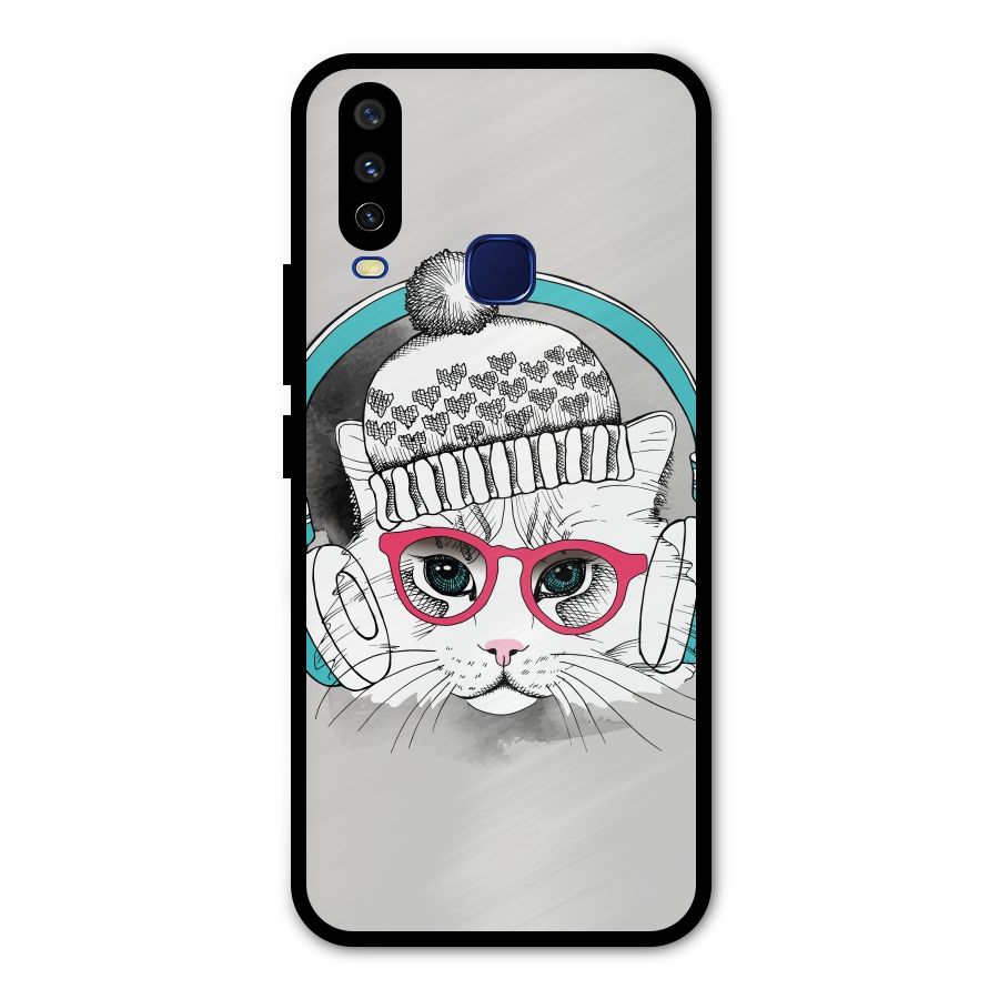 Cat Headphones Metal Back Case for Vivo Y12