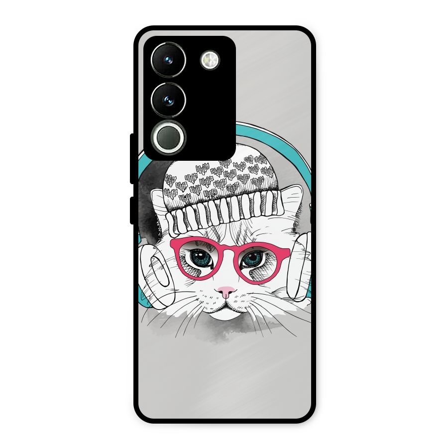 Cat Headphones Metal Back Case for Vivo Y200