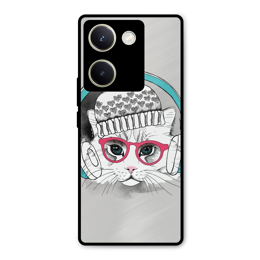 Cat Headphones Metal Back Case for Vivo Y200 Pro