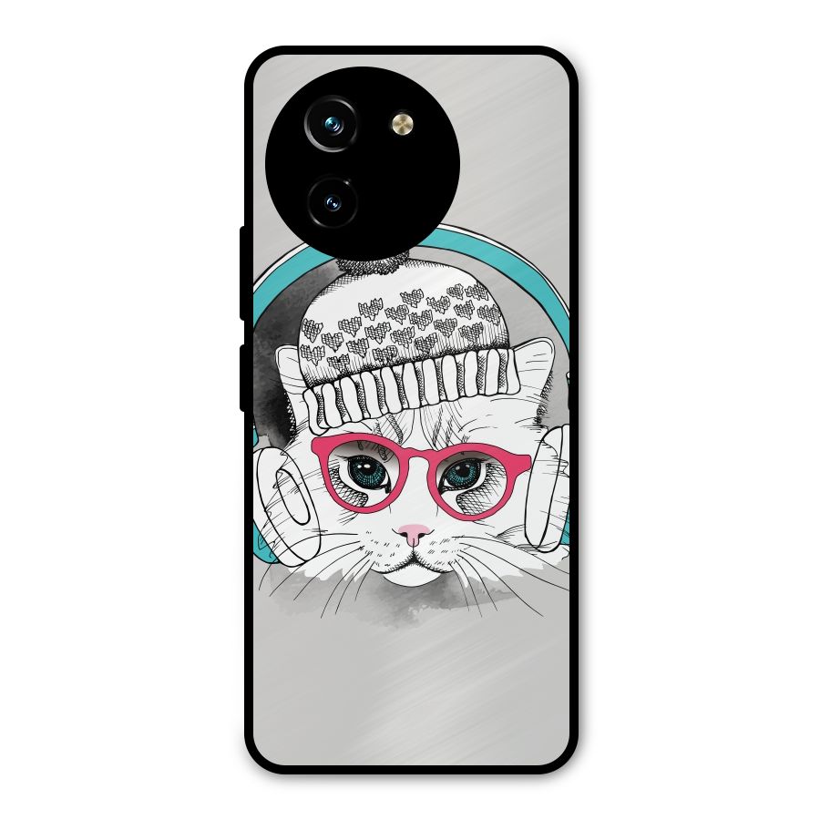 Cat Headphones Metal Back Case for Vivo Y200i