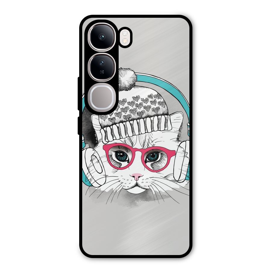 Cat Headphones Metal Back Case for Vivo Y300
