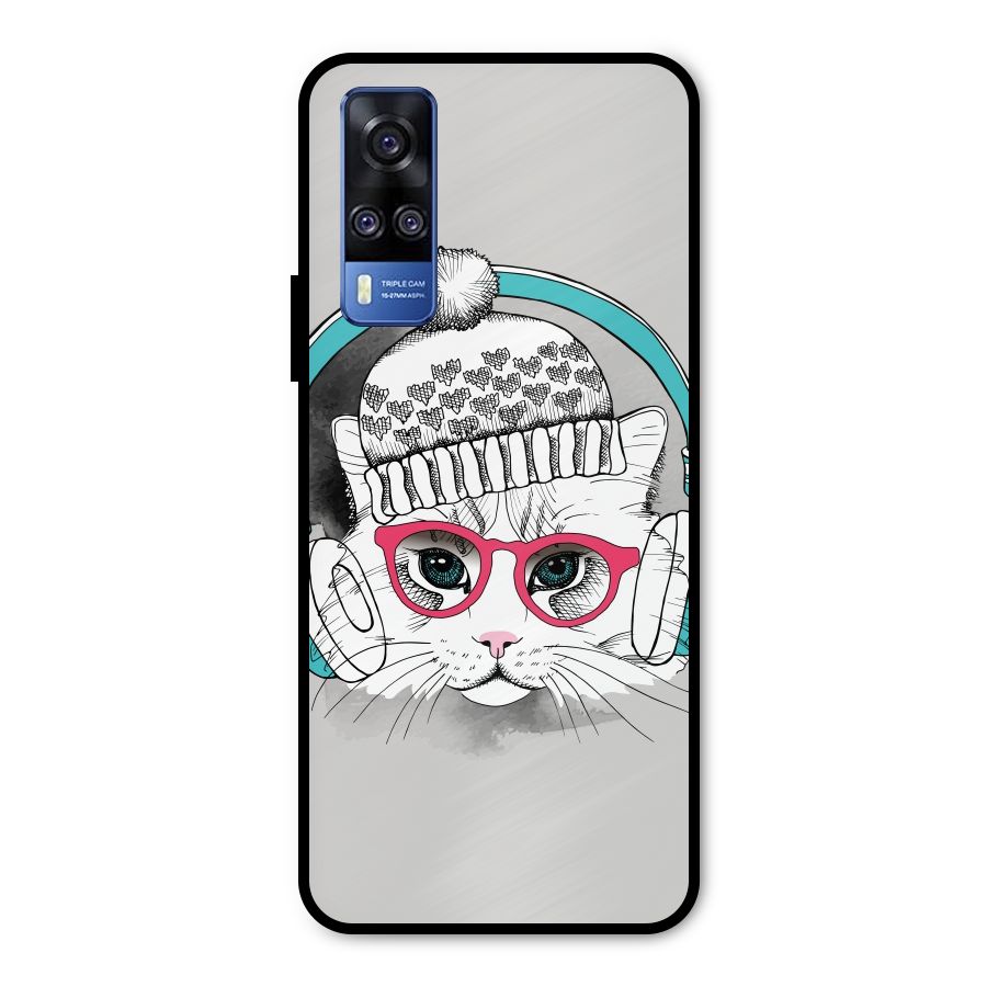 Cat Headphones Metal Back Case for Vivo Y31