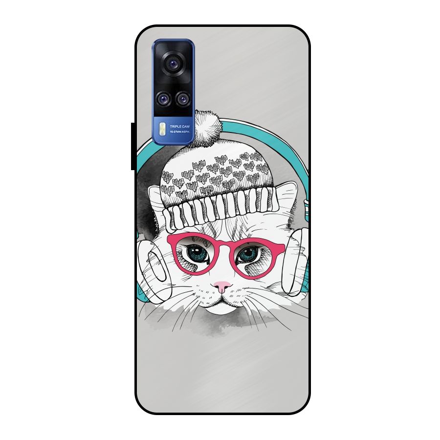 Cat Headphones Metal Back Case for Vivo Y51