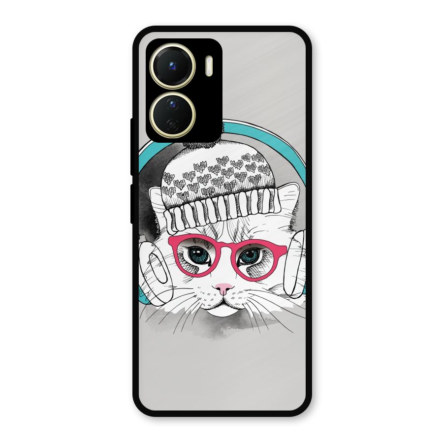 Cat Headphones Metal Back Case for Vivo Y56