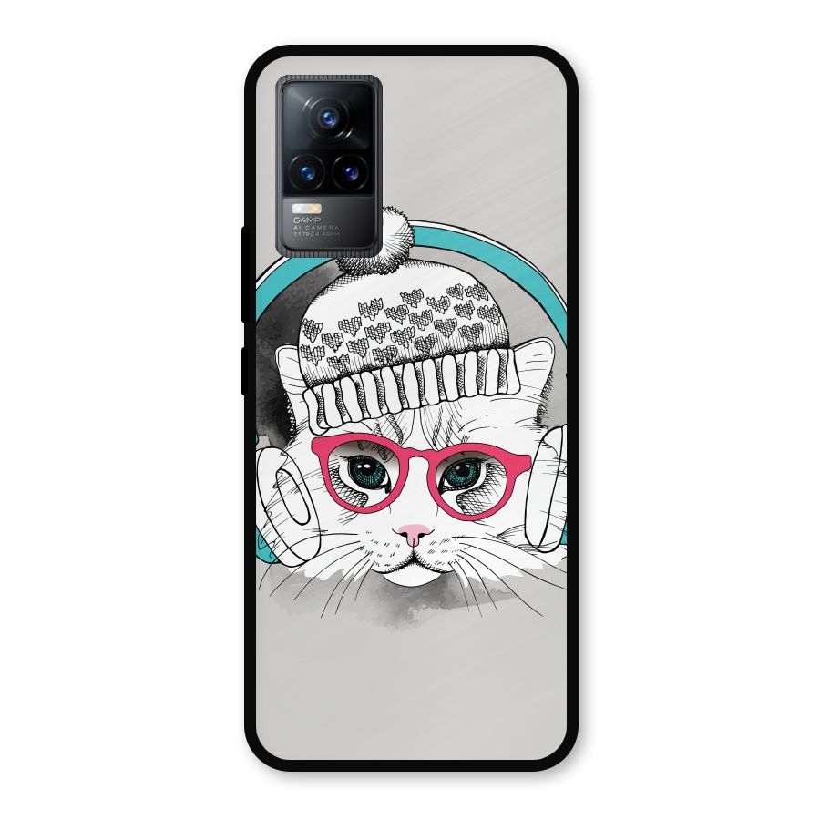 Cat Headphones Metal Back Case for Vivo Y73