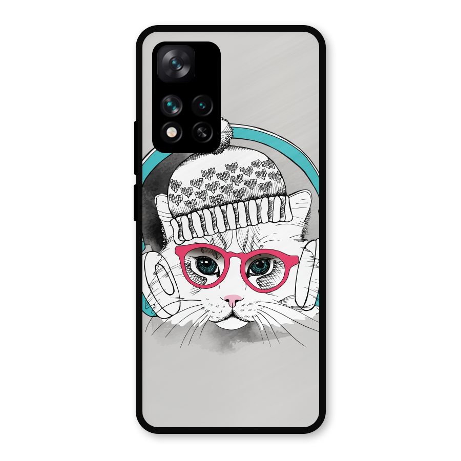 Cat Headphones Metal Back Case for Xiaomi 11i Hypercharge 5G