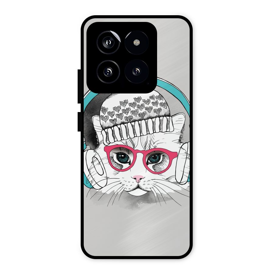 Cat Headphones Metal Back Case for Xiaomi 14