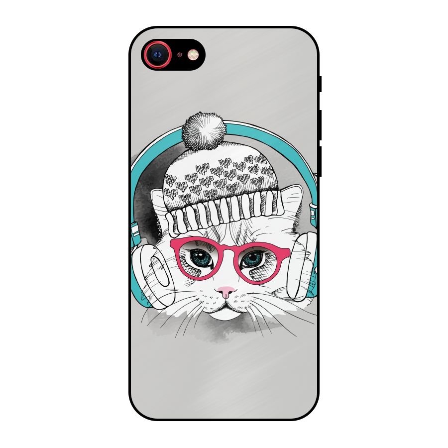 Cat Headphones Metal Back Case for iPhone 7