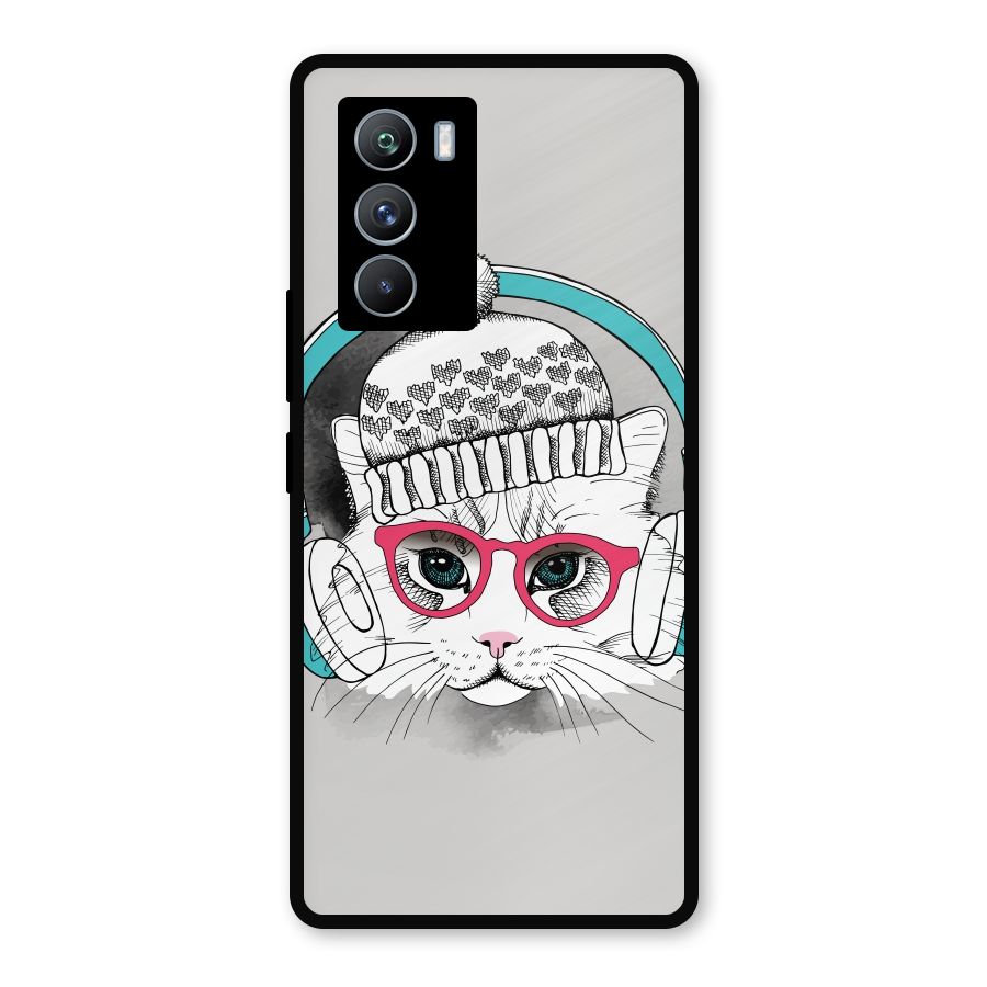 Cat Headphones Metal Back Case for iQOO 9 SE