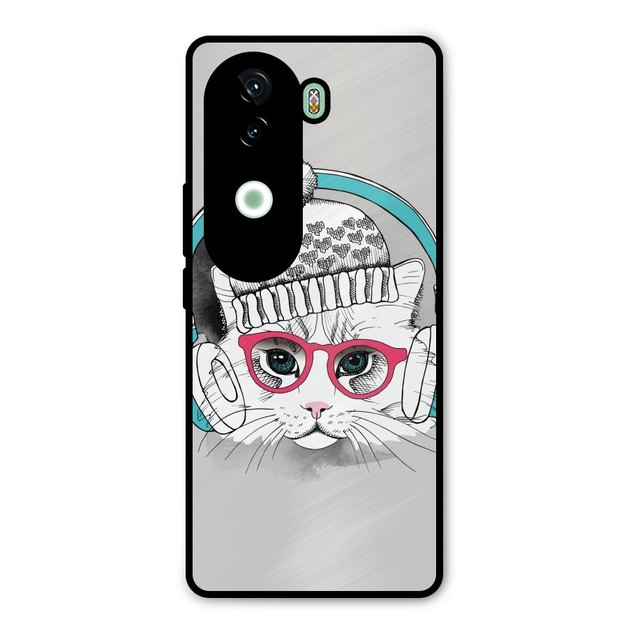 Cat Headphones Metal Back Case for iQOO Z9s