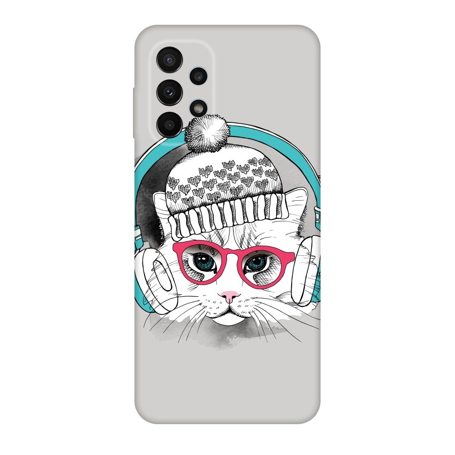 Cat Headphones Original Polycarbonate Back Case for Galaxy A23