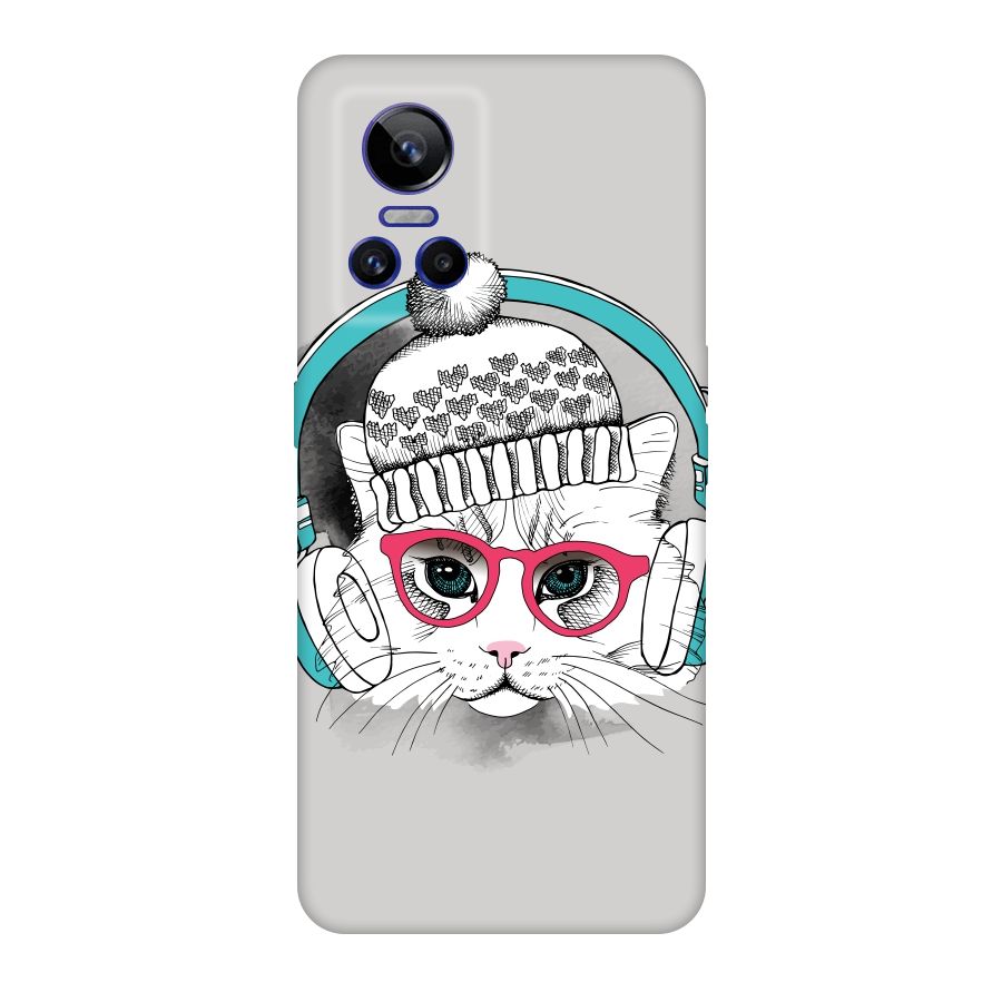 Cat Headphones Original Polycarbonate Back Case for Realme GT Neo 3