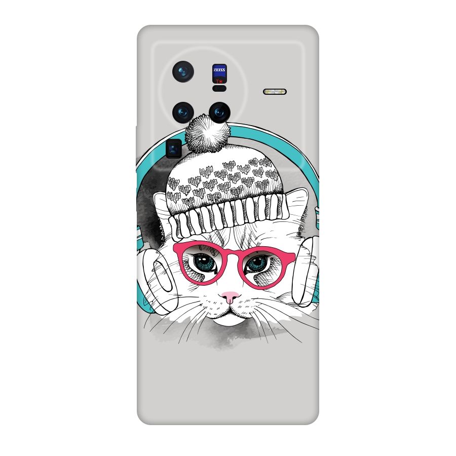 Cat Headphones Original Polycarbonate Back Case for Vivo X80