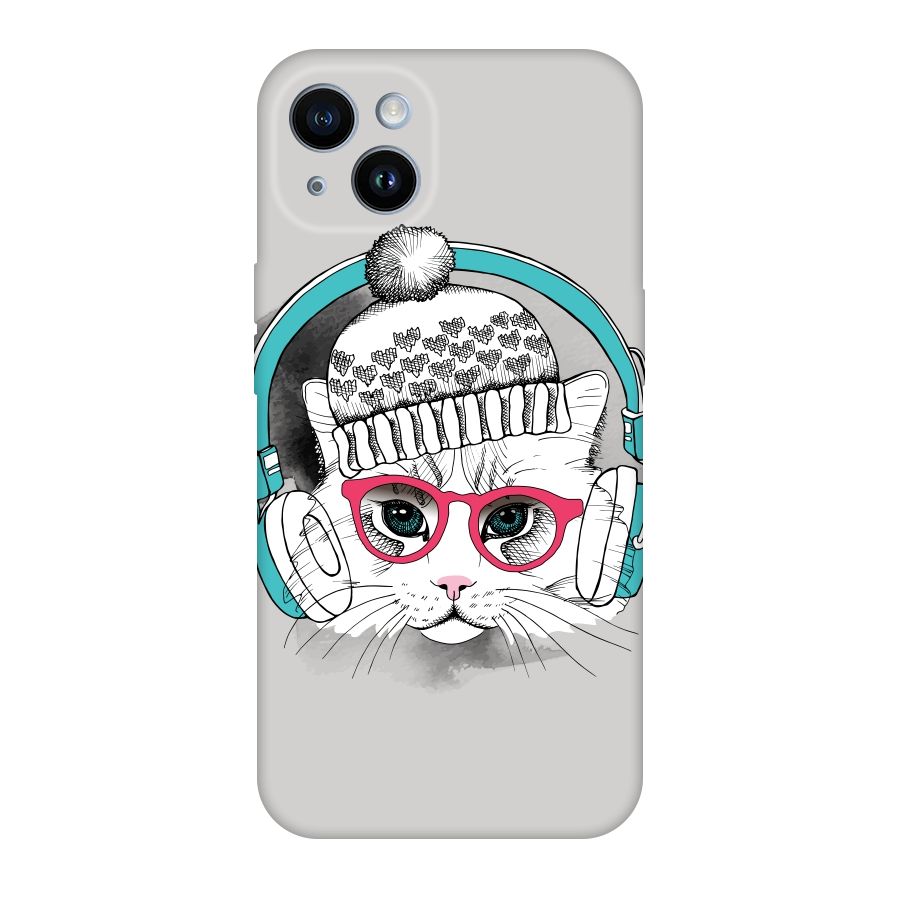 Cat Headphones Original Polycarbonate Back Case for iPhone 14