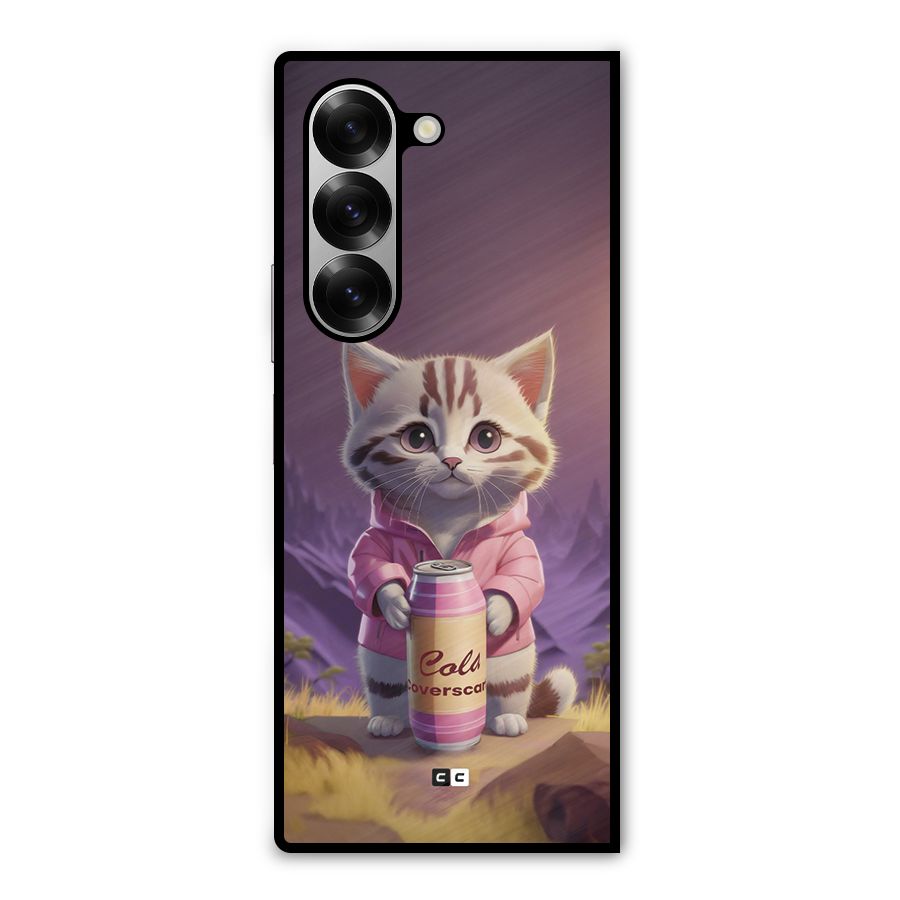 Cat Holding Can Metal Back Case for Galaxy Z Fold6