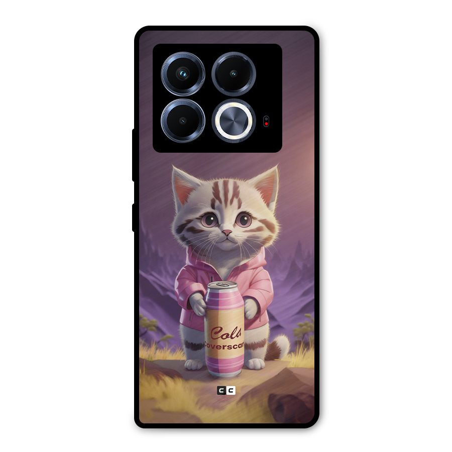 Cat Holding Can Metal Back Case for Infinix Note 40 5G