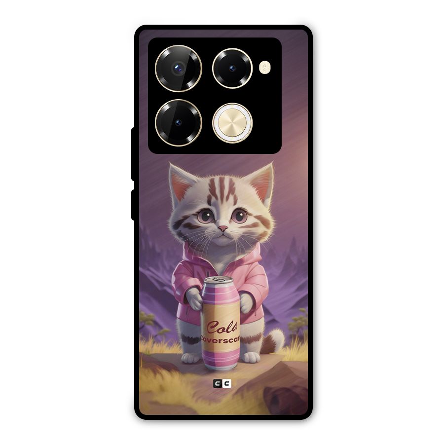 Cat Holding Can Metal Back Case for Infinix Note 40 Pro