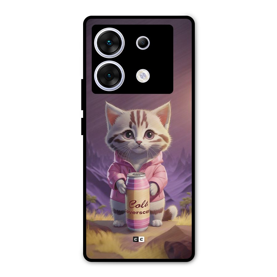 Cat Holding Can Metal Back Case for Infinix Zero 30 5G