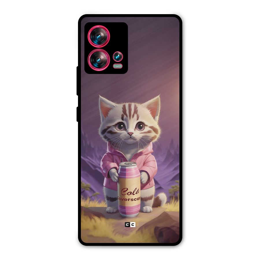 Cat Holding Can Metal Back Case for Motorola Edge 30 Fusion