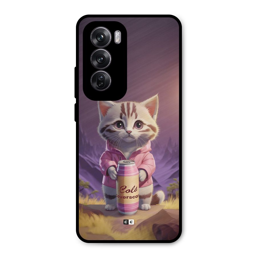Cat Holding Can Metal Back Case for Oppo Reno12 Pro
