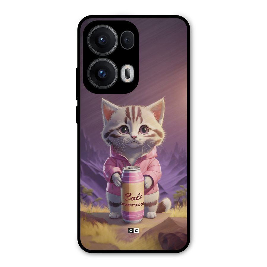 Cat Holding Can Metal Back Case for Oppo Reno13 Pro