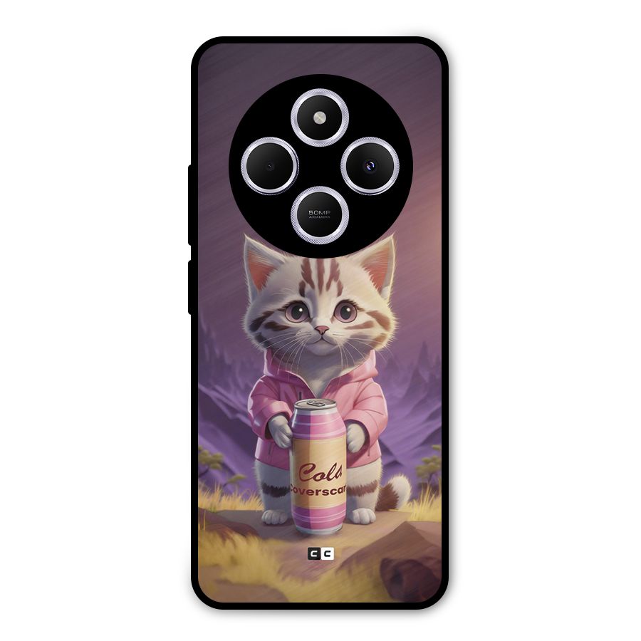 Cat Holding Can Metal Back Case for Poco C75 5G