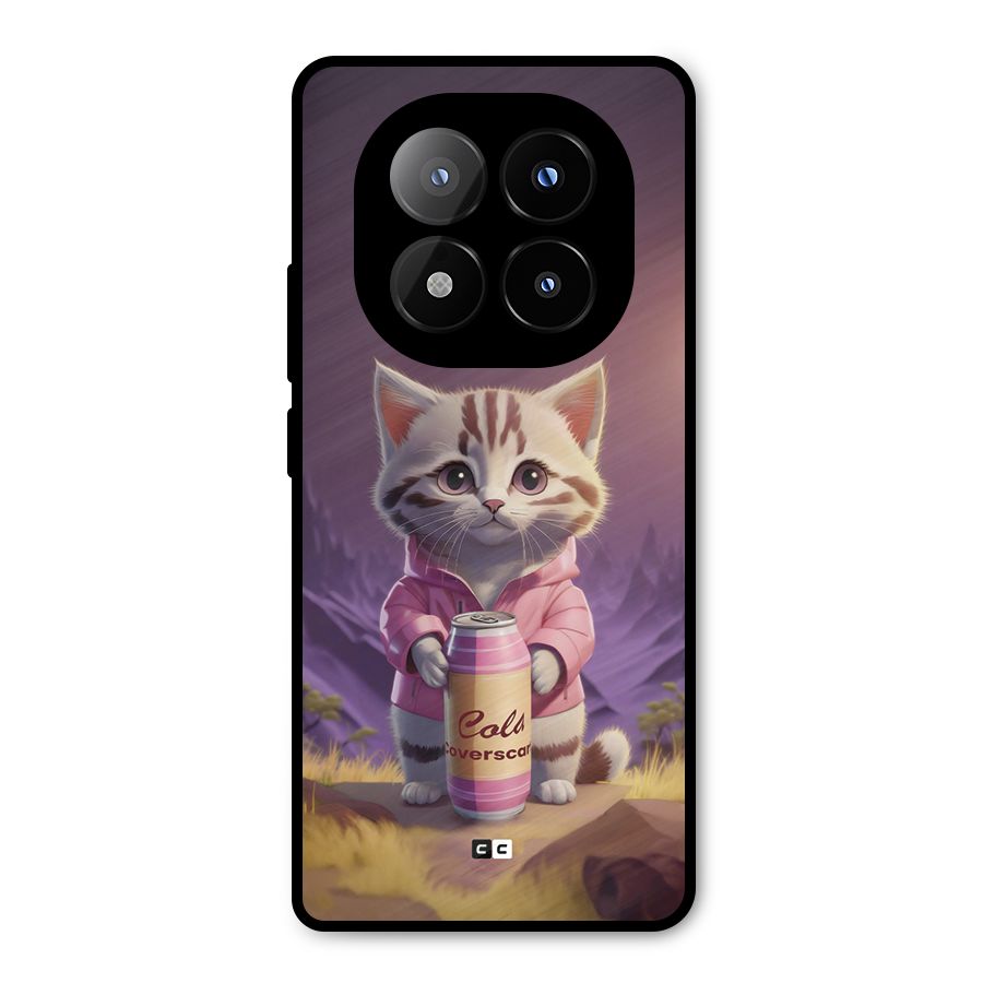 Cat Holding Can Metal Back Case for Redmi Note 14 Pro Plus 5G