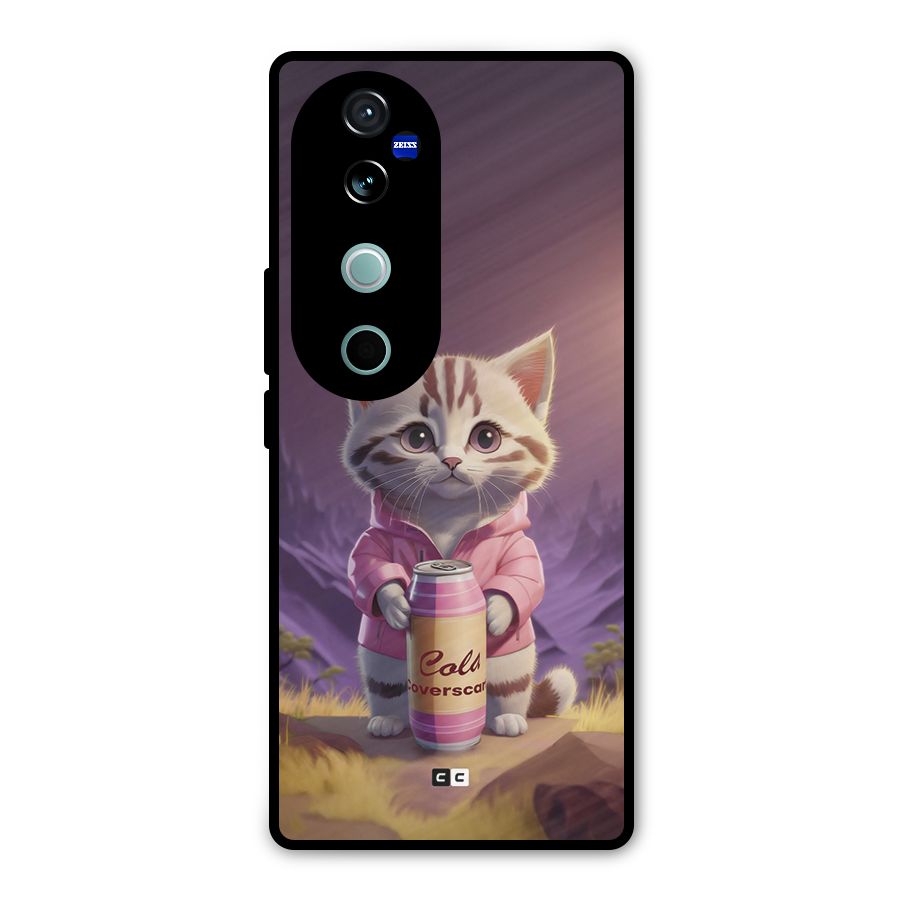 Cat Holding Can Metal Back Case for Vivo V40