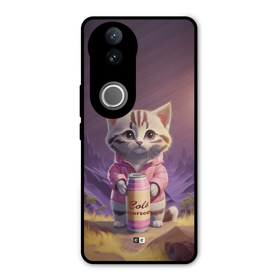 Cat Holding Can Metal Back Case for Vivo V50e
