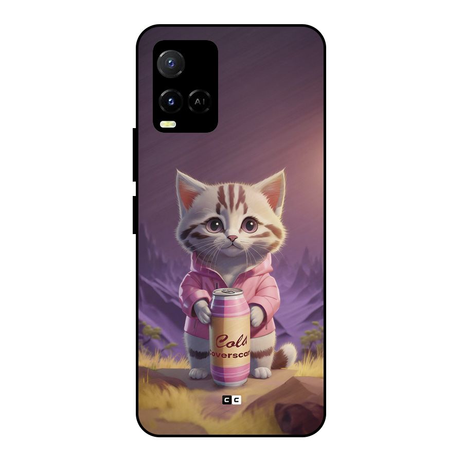 Cat Holding Can Metal Back Case for Vivo Y21A