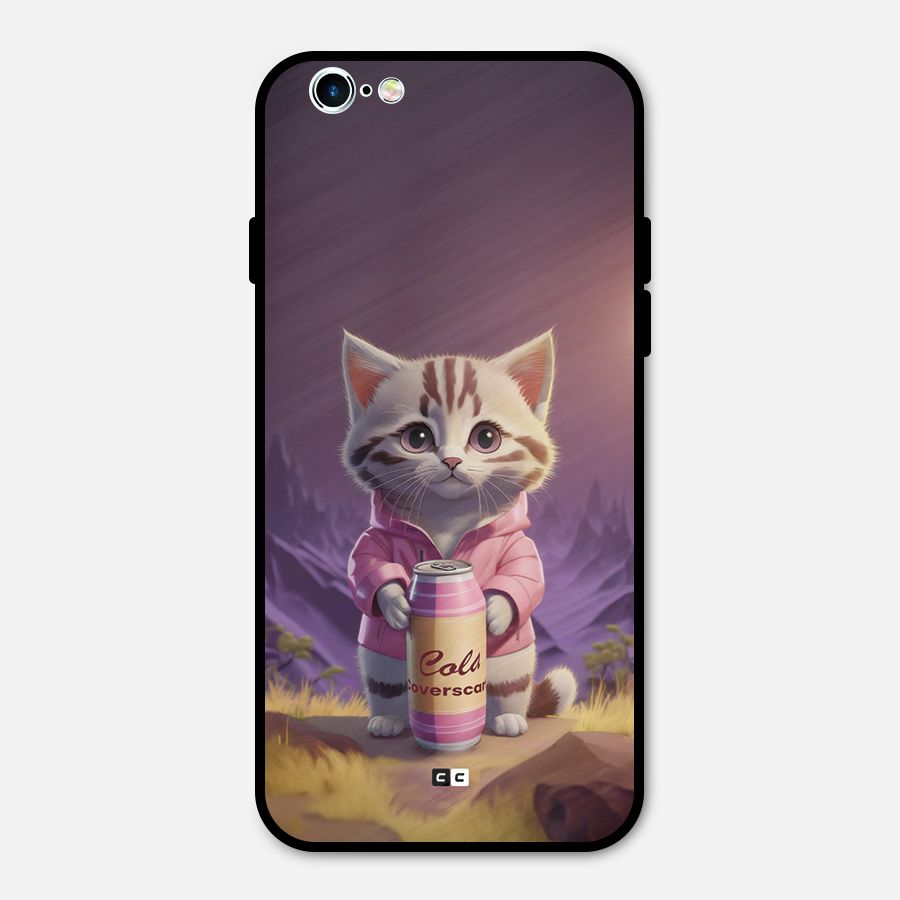 Cat Holding Can Metal Back Case for iPhone 6 6s