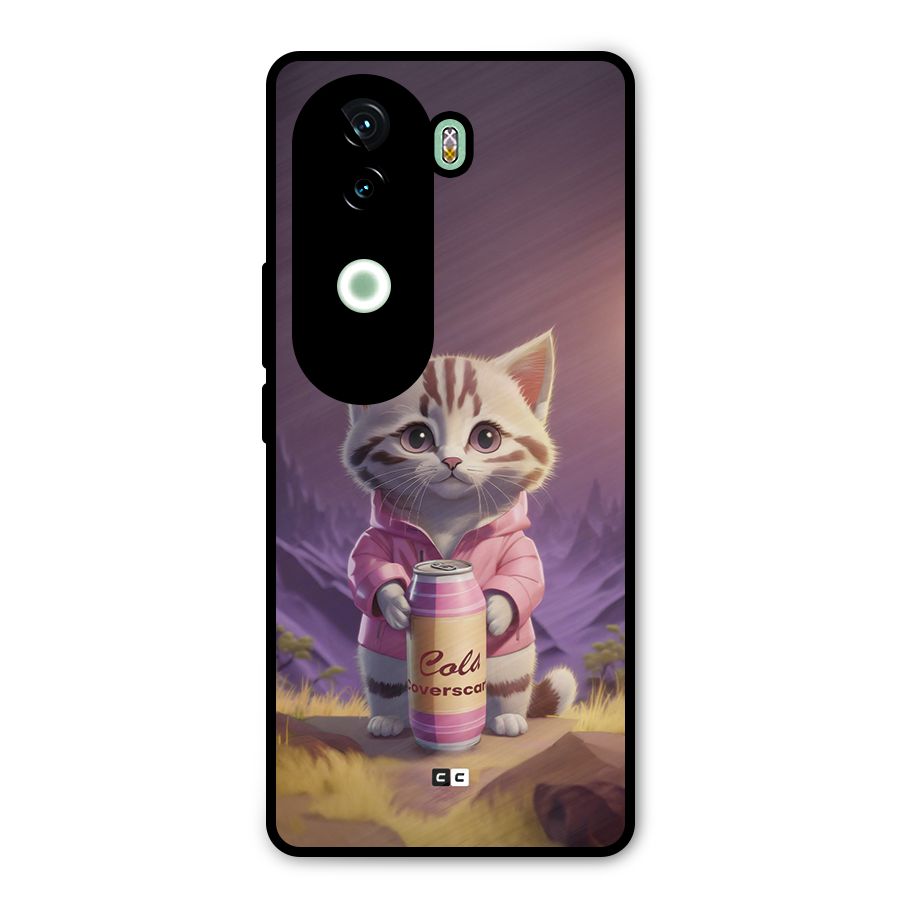 Cat Holding Can Metal Back Case for iQOO Z9s