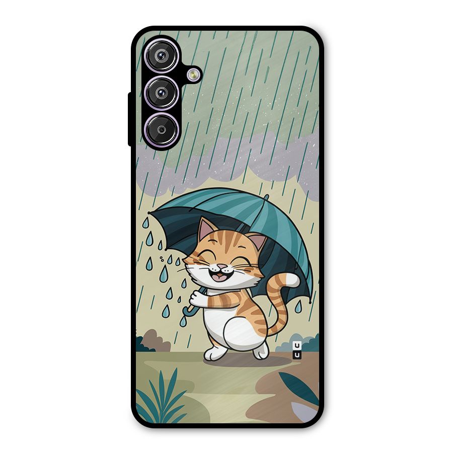 Cat In Rain Metal Back Case for Galaxy F15
