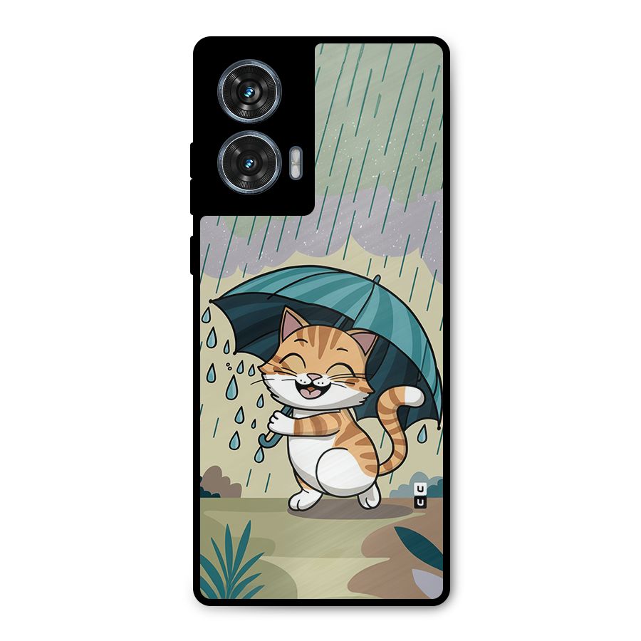 Cat In Rain Metal Back Case for Motorola Edge 50 Fusion