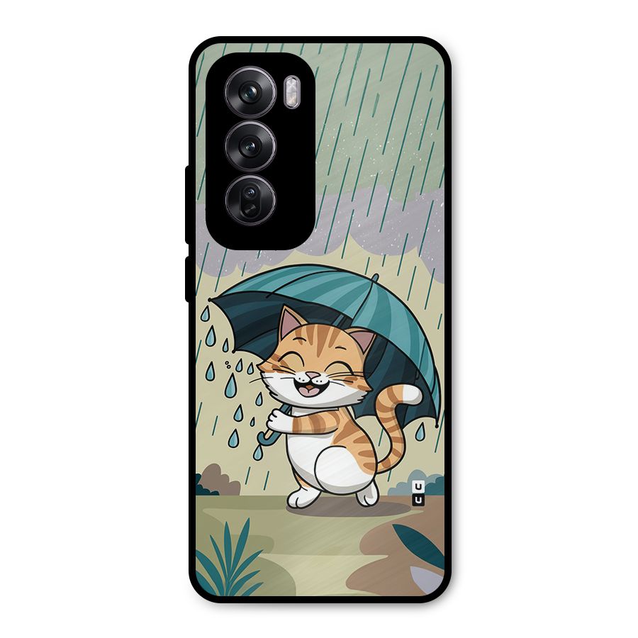 Cat In Rain Metal Back Case for Oppo Reno12 Pro