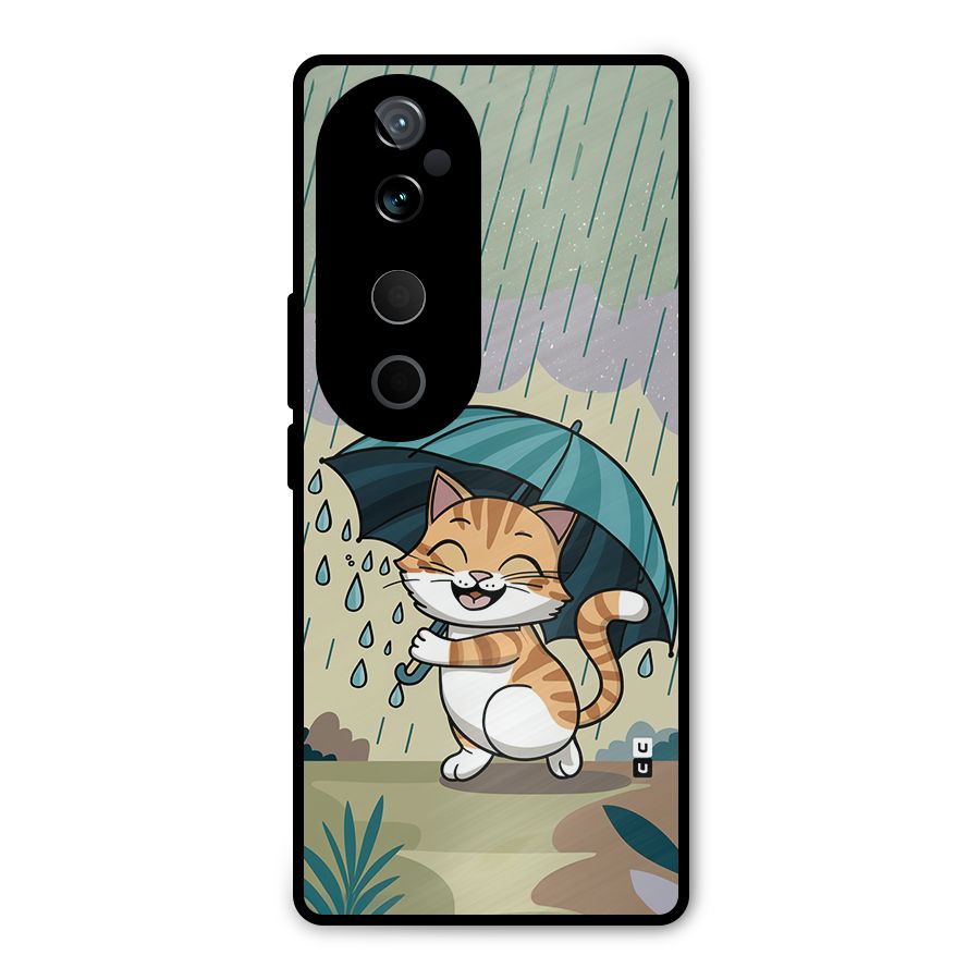 Cat In Rain Metal Back Case for Vivo T3 Ultra