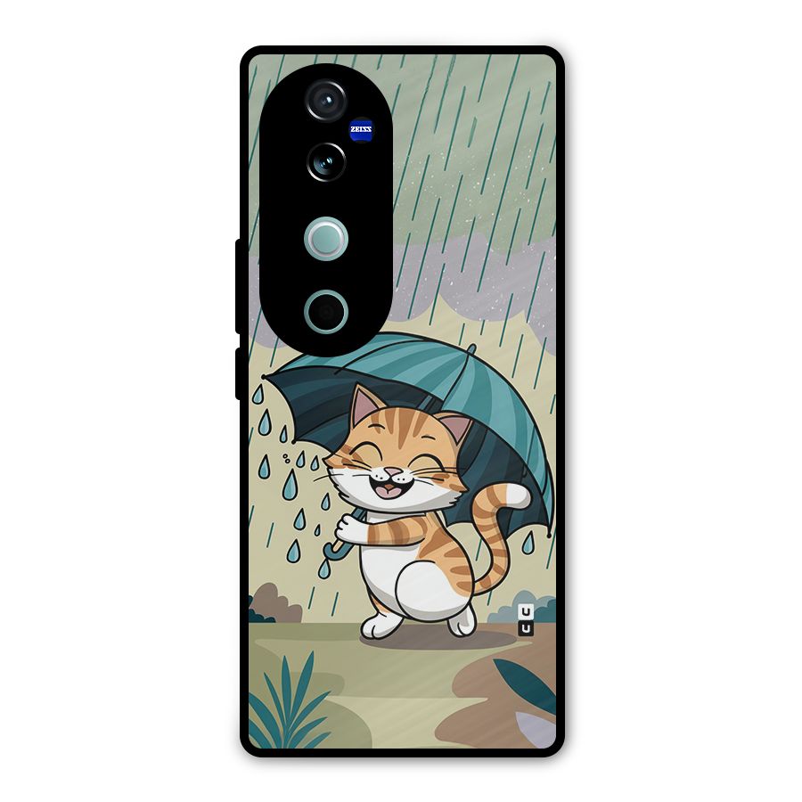 Cat In Rain Metal Back Case for Vivo V40