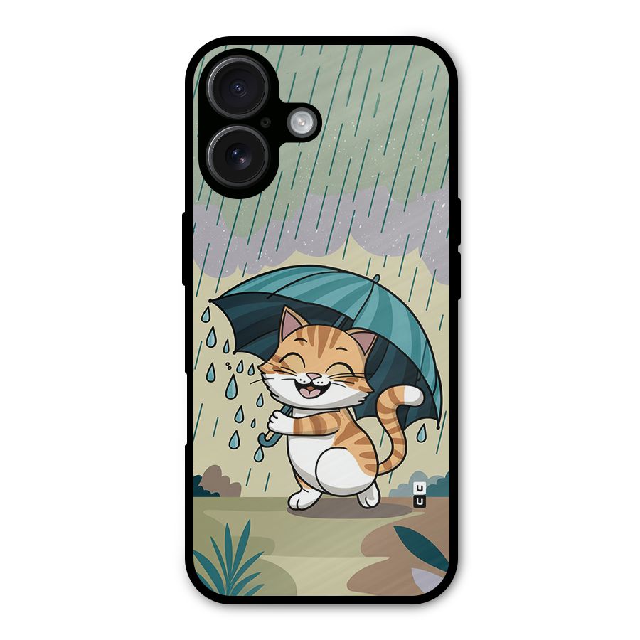 Cat In Rain Metal Back Case for iPhone 16